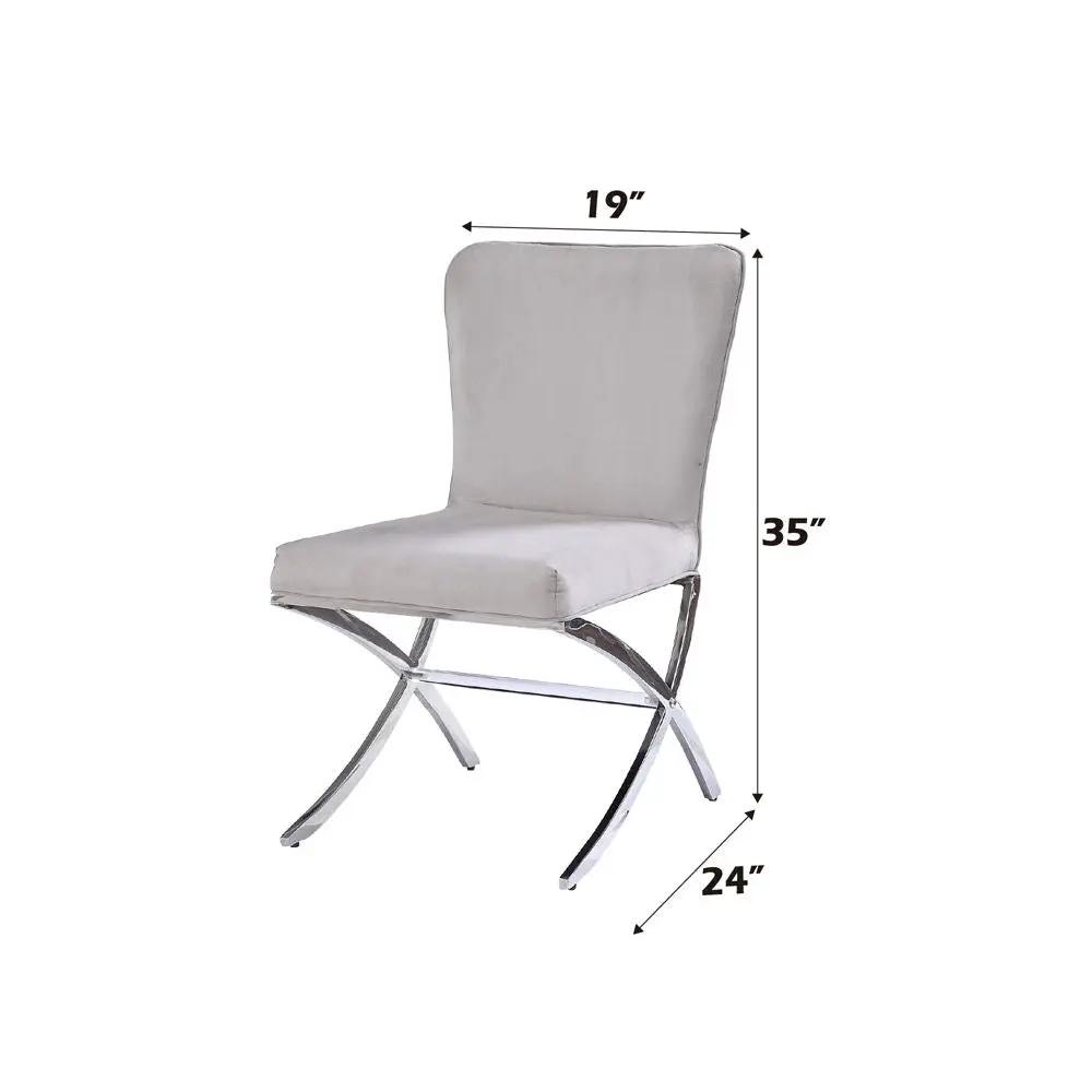 Daire - Side Chair (Set of 2) - Light Gray Velvet & Chrome by Unique Piece Furniture