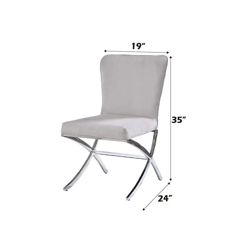 Daire - Side Chair (Set of 2) - Light Gray Velvet & Chrome by Unique Piece Furniture
