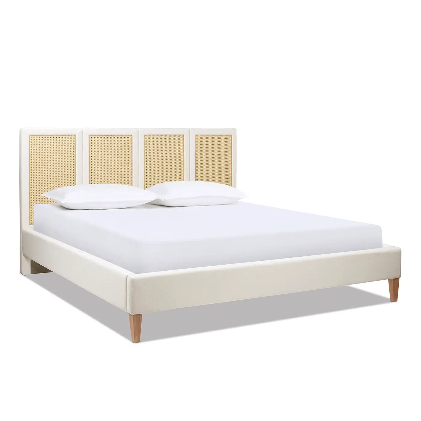 Toscana King Upholstered Cane Back Platform Bed, Antique by HouseOfZazla