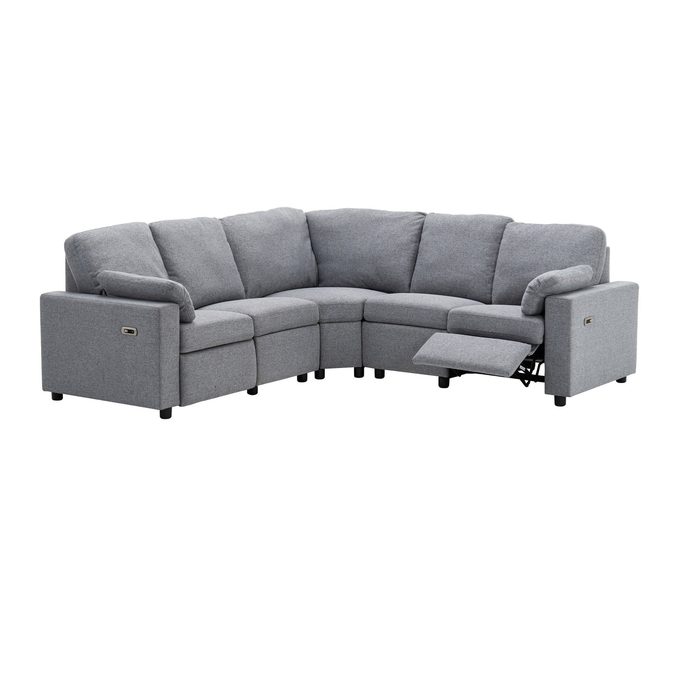 Power Recliner Sectional Sofa Home Theater Reclining Sofa With Two USB Ports, Two Storage Drawers For Living Room by HouseOfZazla