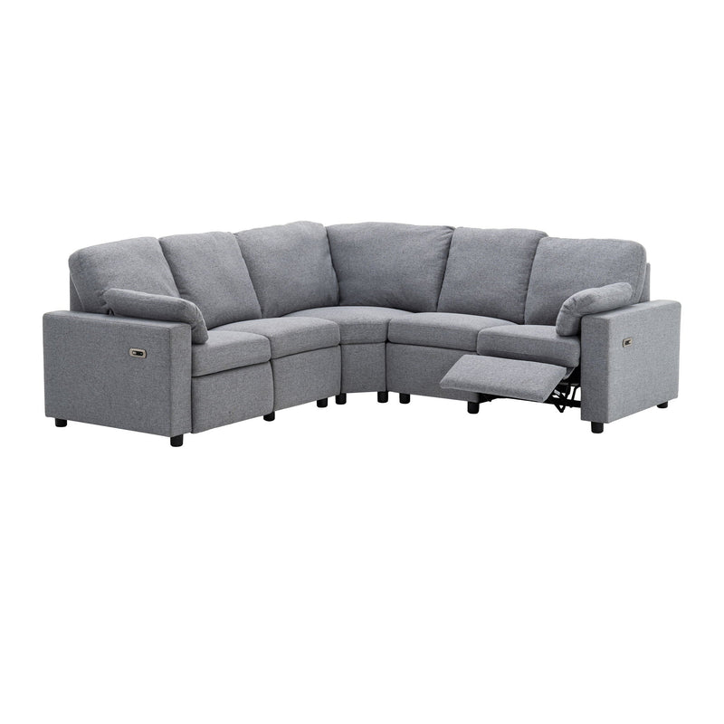 Power Recliner Sectional Sofa Home Theater Reclining Sofa With Two USB Ports, Two Storage Drawers For Living Room by HouseOfZazla