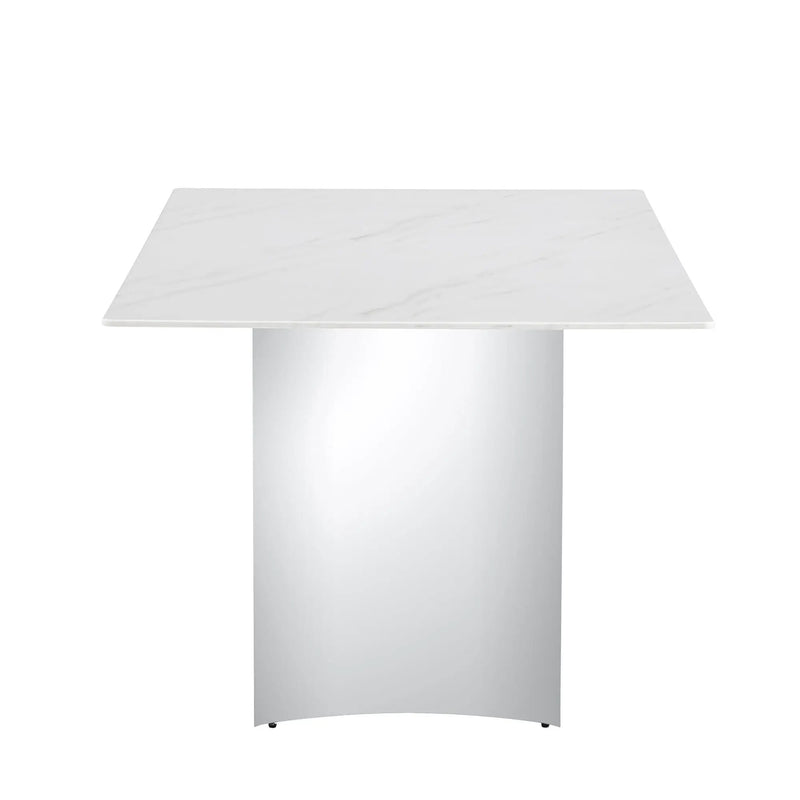 Modern Minimalist Dining Table With Marble Glass Top by Unique Piece Furniture
