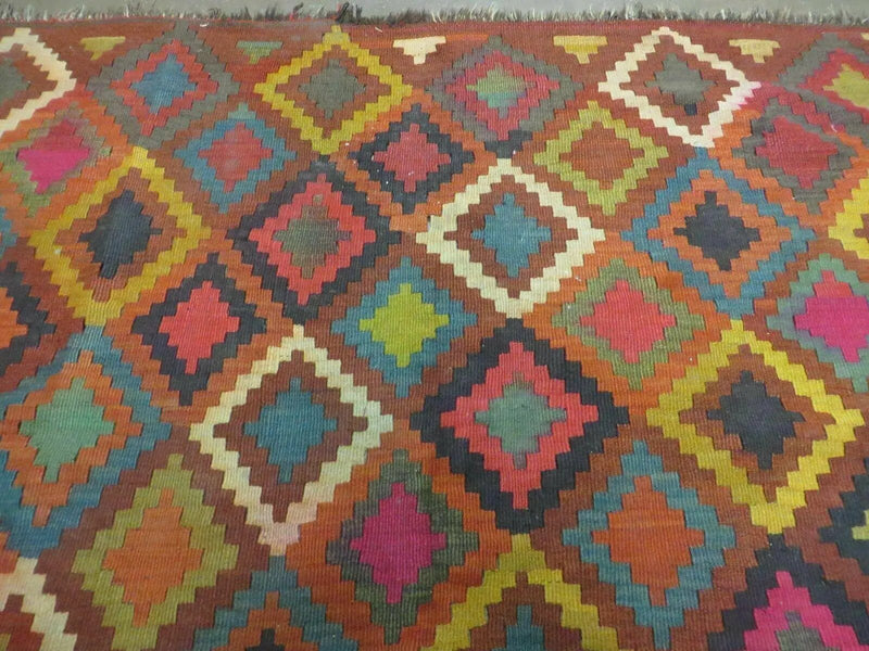 7' X10' Antique Afghan Kilim Handmade Flat Weave Wool Rug Vegy Organic Colorful by Jewel Rugs