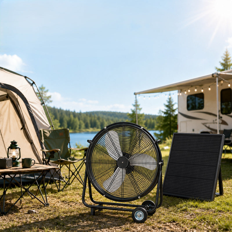 24 Inch Solar Floor-Standing Fan With Adjustable Solar Panel by HouseOfZazla