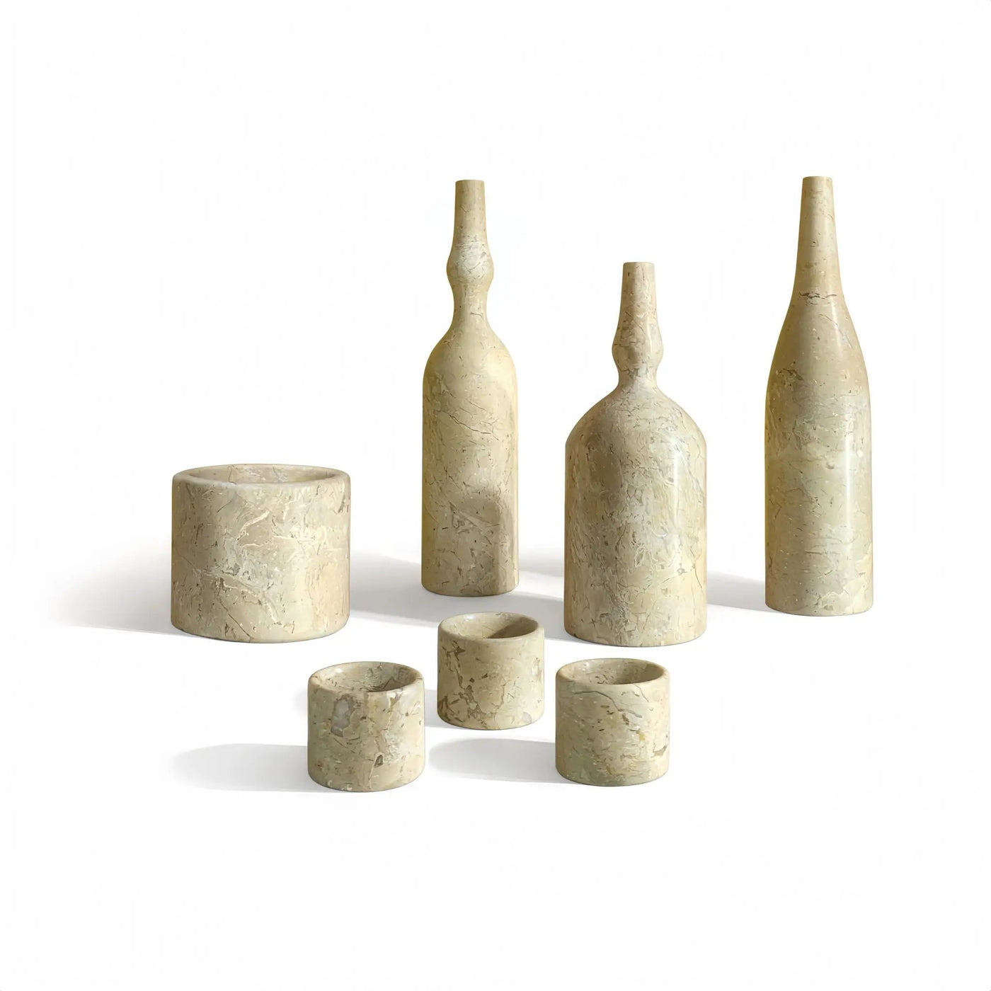 7 Pieces Luxury Natural Marble Living Room Accessories Set by Unique Piece Furniture