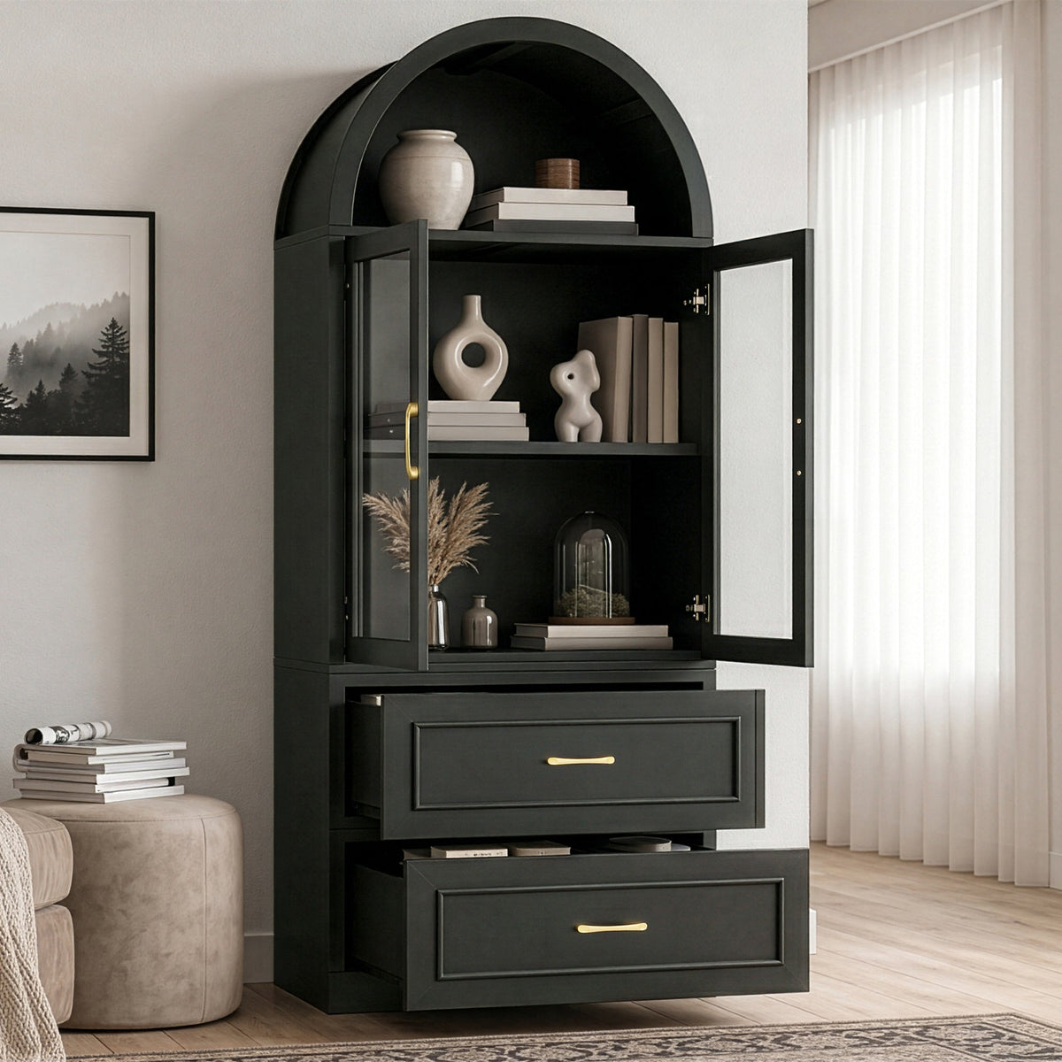 Modern Minimalist Arched Top Storage Cabinet, photo 3 of 10