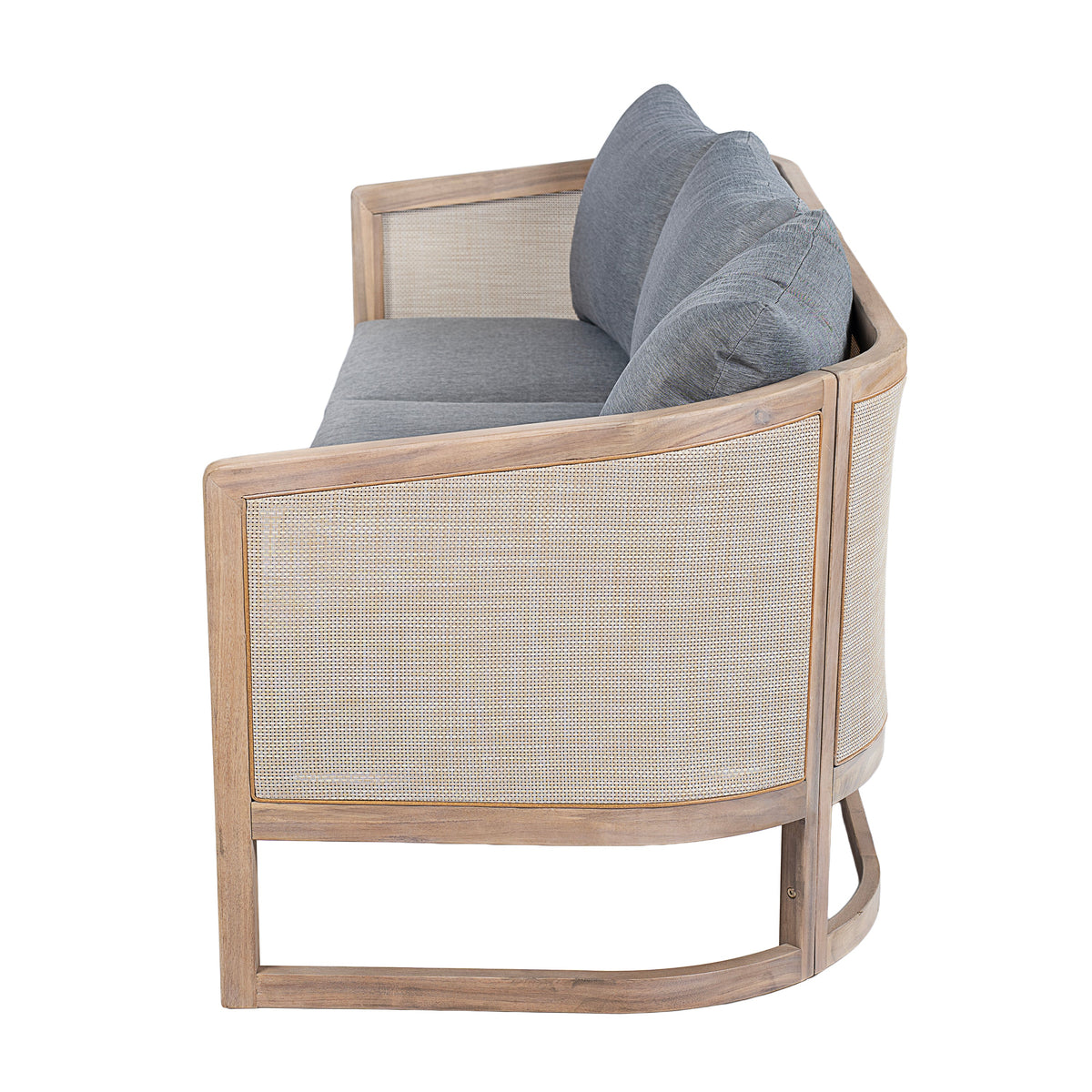 Catania Acacia 3 Seater Sofa with Water-Repellent Fabric - Grey/Light White or Teak+ Beige, photo 5 of 10