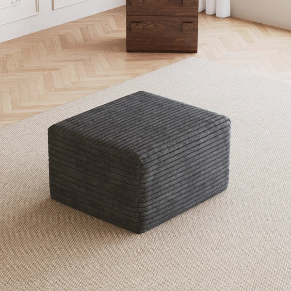 Sofa Ottoman - No Assembly Required - Dark Grey Plush Corduroy Fabric, photo 2 of 8