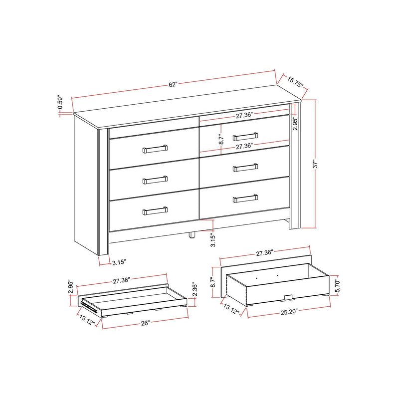 Lorenzo - Dresser With Hidden Jewelry Compartment And Bar Handles In - Silver by HouseOfZazla