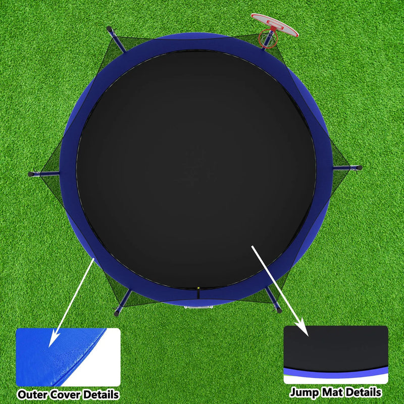 14Ft For Kids Children With Safety Enclosure Net Outdoor Backyards Large Recreational Trampoline - Blue by HouseOfZazla