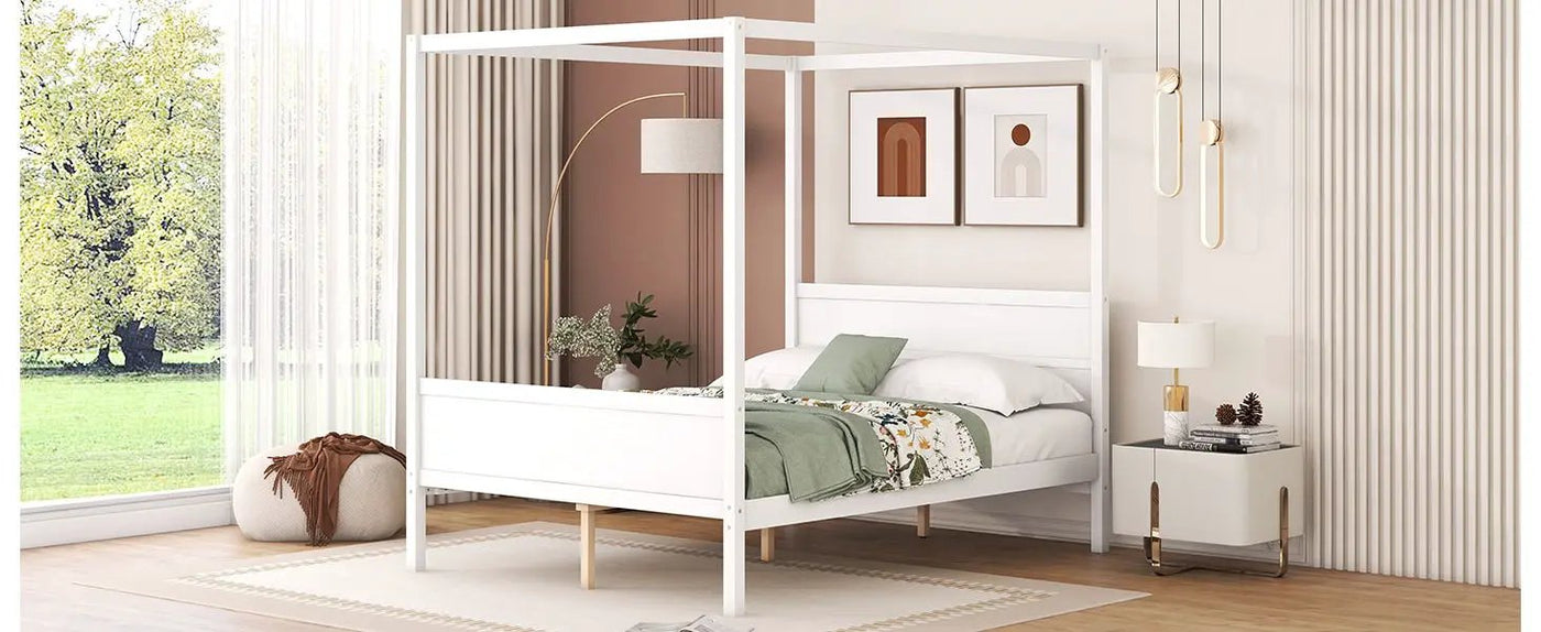 Canopy Platform Bed With Headboard And Footboard, Slat Support Leg by HouseOfZazla