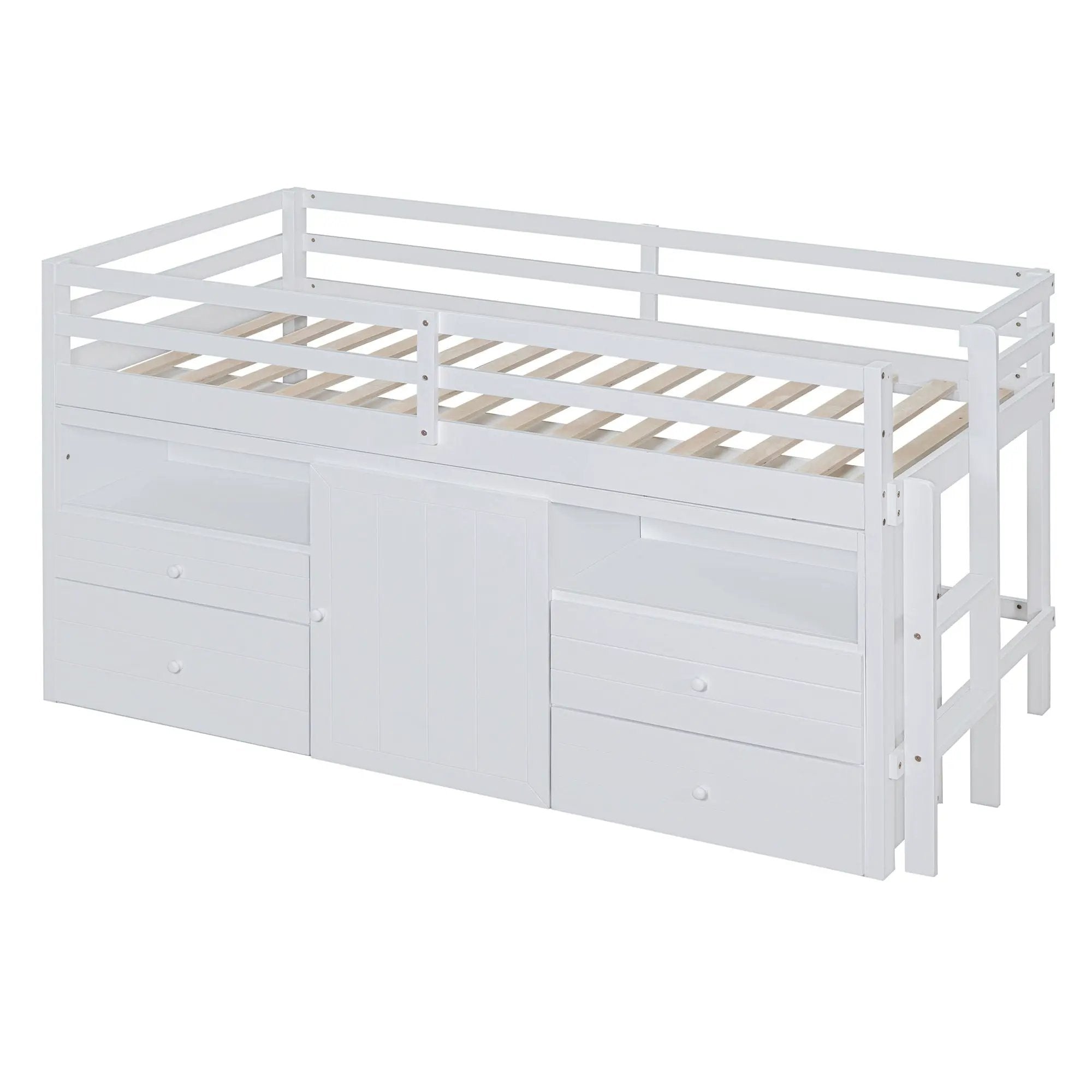 Loft Bed With 4 Drawers, Underneath Cabinet And Shelves by Unique Piece Furniture