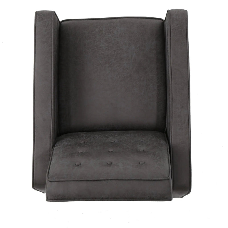 Macedonia - Mid Century Modern Button Tufted Fabric Recliner - Slate by HouseOfZazla