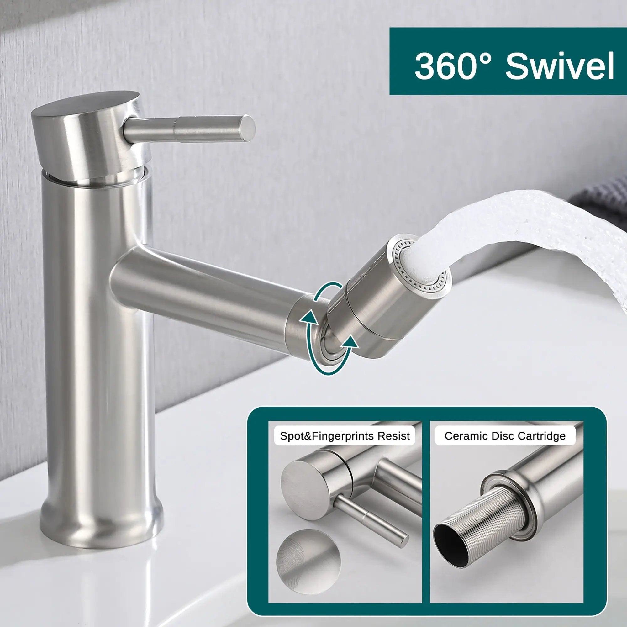 2 Mode Bathroom Faucet With 360 Degree Rotating Aerator For Sink by HouseOfZazla