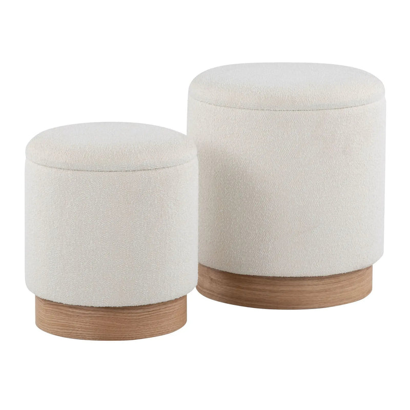 Marla - Contemporary, Nesting Ottoman Set - Natural / Cream by HouseOfZazla