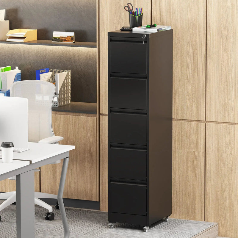 Drawer Metal Locking Vertical File Cabinet With Wheels Heavy Duty Lockable Storage by HouseOfZazla