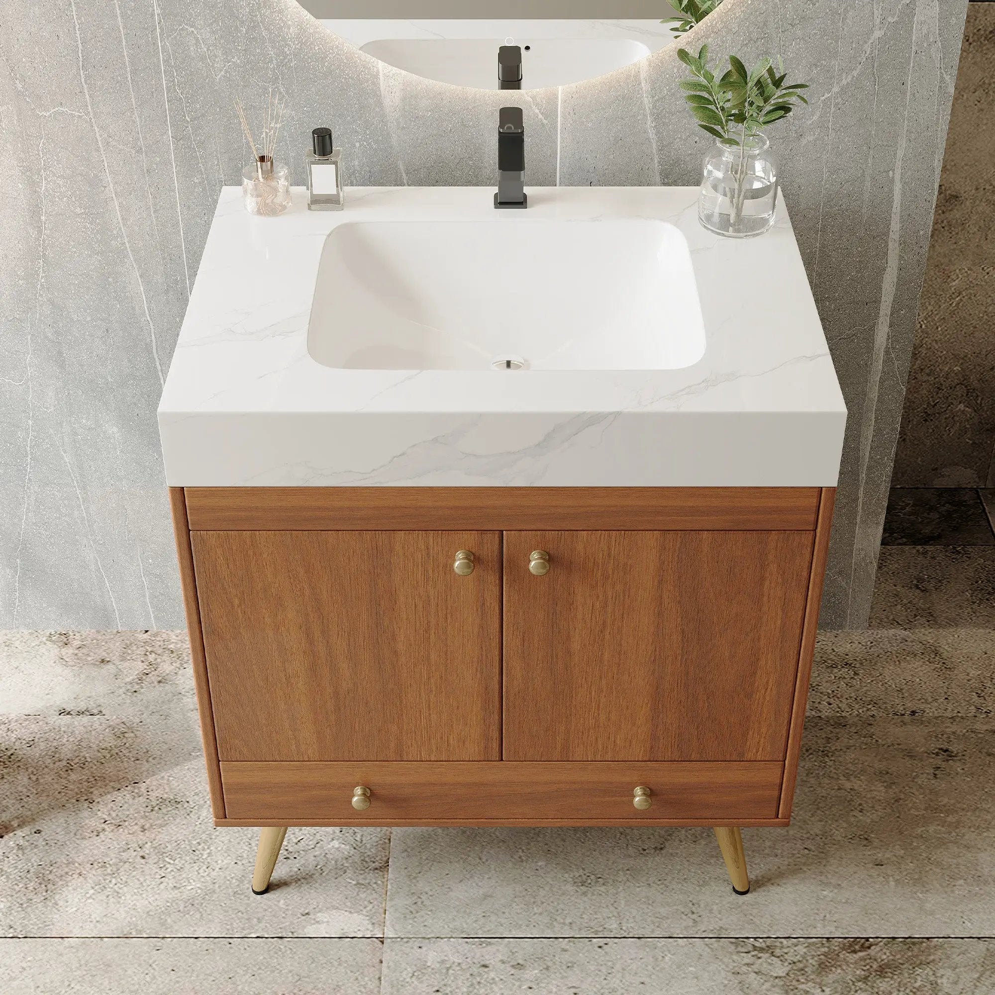 Mid-Century Free-Standing Bathroom Vanity by HouseOfZazla