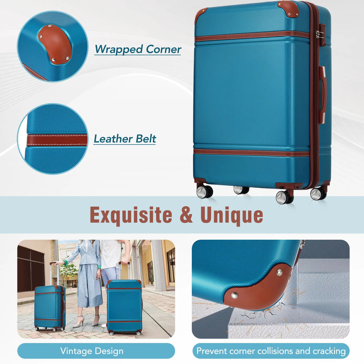 Hardshell Luggage Sets 3 Pieces 20" / 24" Luggages And Cosmetic Case Spinner Suitcase With Tsa Lock Lightweight by HouseOfZazla