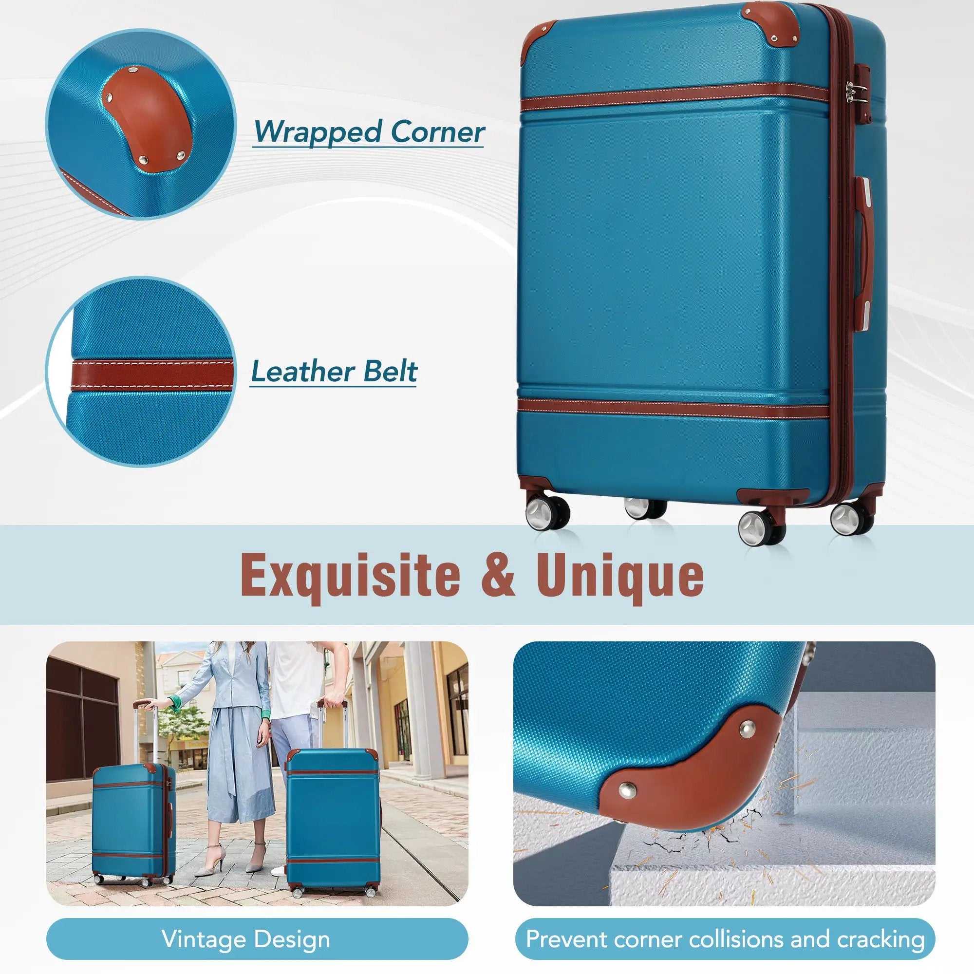 Hardshell Luggage Sets 3 Pieces 20" / 24" Luggages And Cosmetic Case Spinner Suitcase With Tsa Lock Lightweight by HouseOfZazla