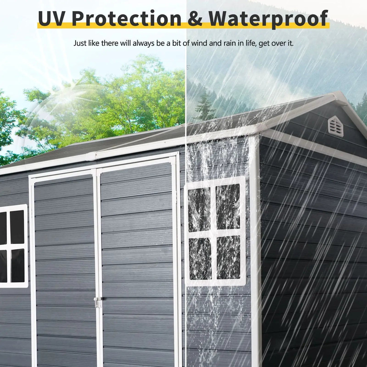 Resin Outdoor Storage Shed Waterproof Shed With Floor & Two Windows & Lockable Door, Tool Shed For Garden, Patio, Backyard by HouseOfZazla
