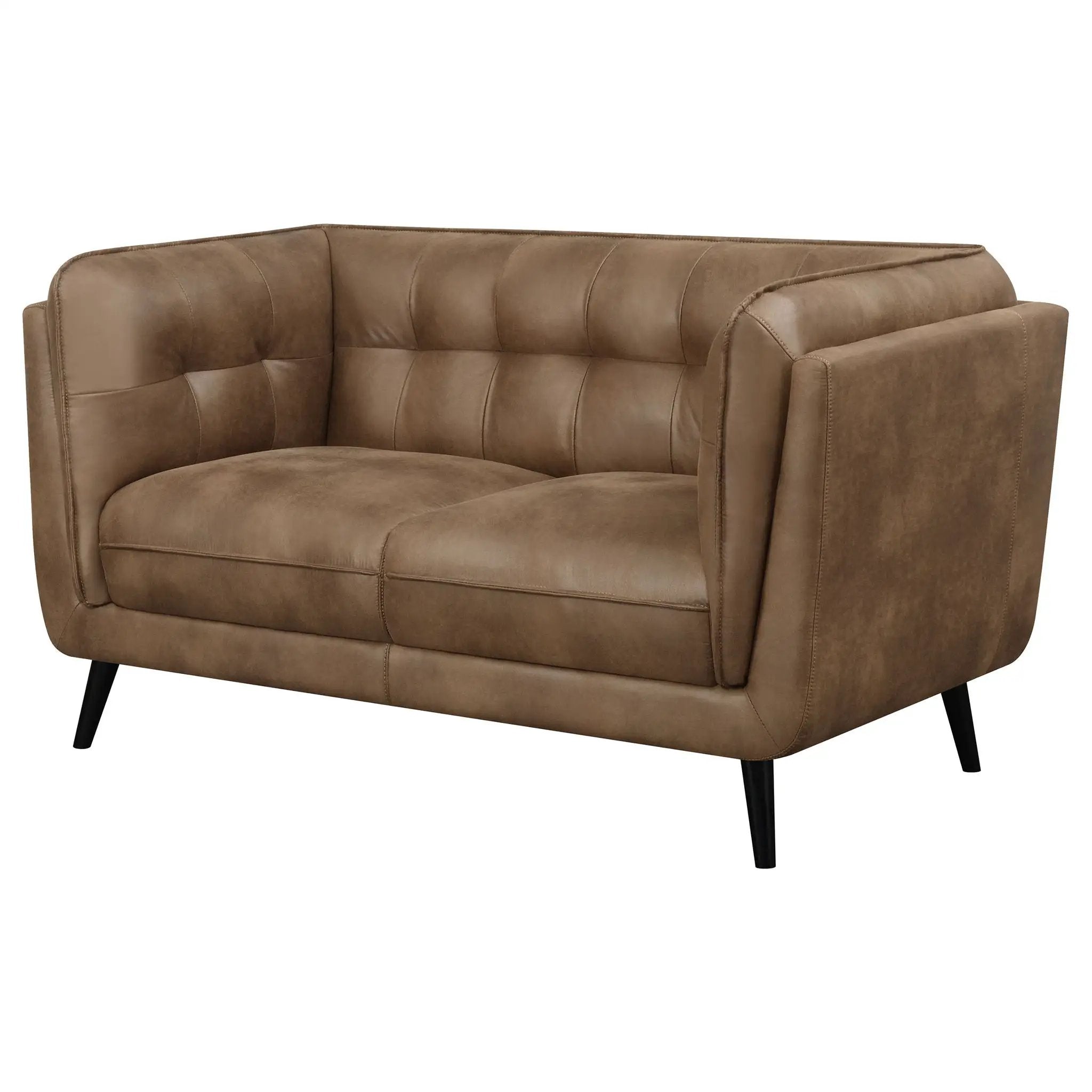 Maximillion - Tuxedo Arms Loveseat - Brown by HouseOfZazla