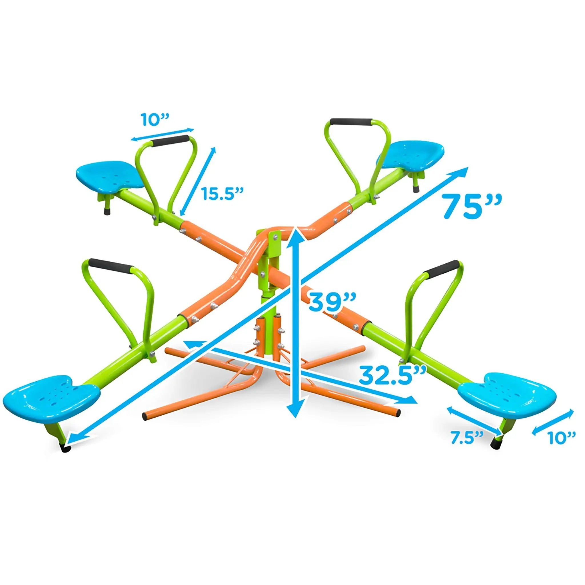Xss004 Outdoor Playground Four Seats Seesaw For Kids 360 Degree Rotating Sturdy Plastic Seat Seesaw For Kids Seesaw For Kids Age 3+ - Green / Blue by HouseOfZazla