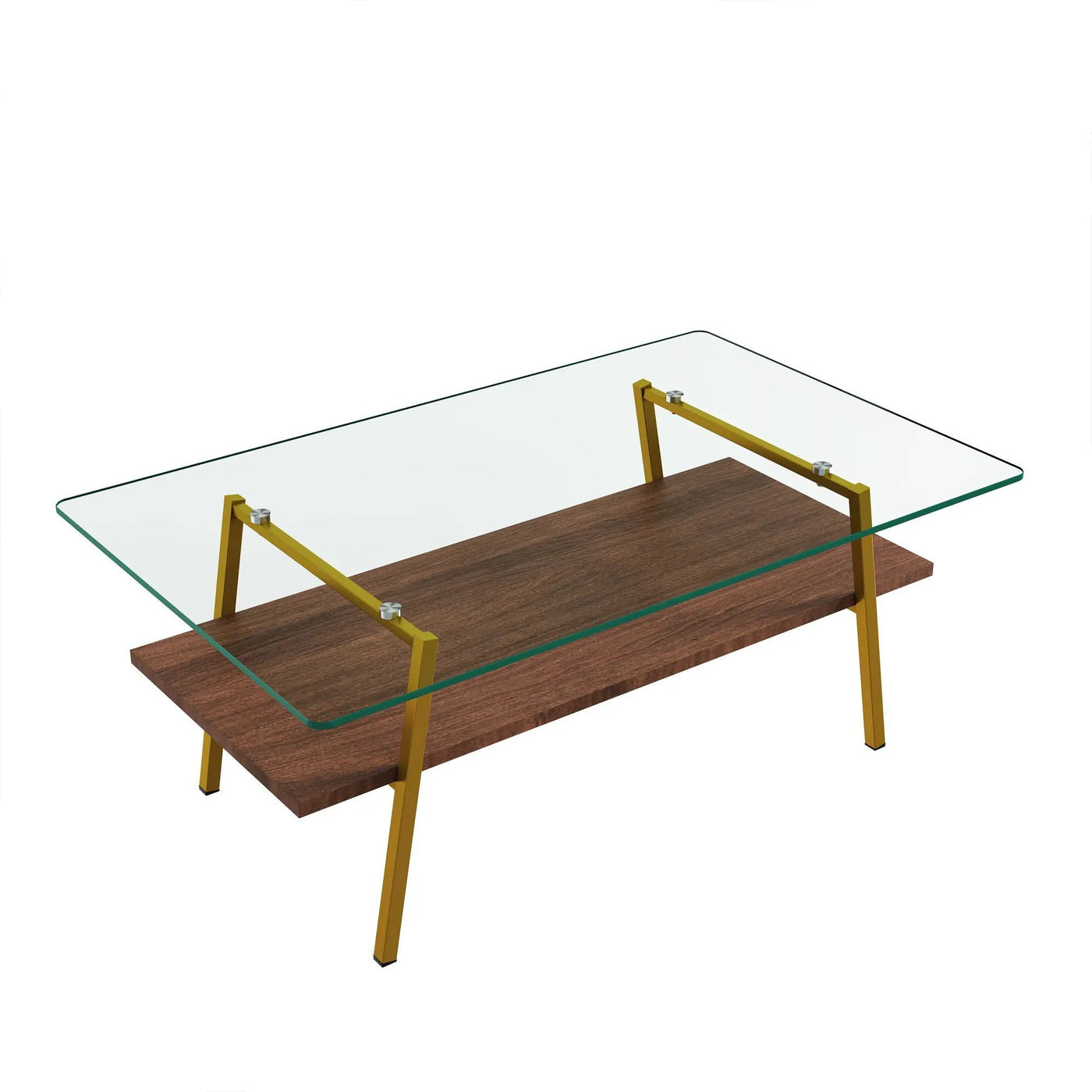 Rectangle Coffee Table, Tempered Glass Tabletop With Metal Legs, Modern Table For Living Room by HouseOfZazla