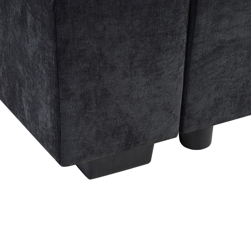 Modern L Shaped Sectional Sofa With Upholstery And Wooden Storage by HouseOfZazla