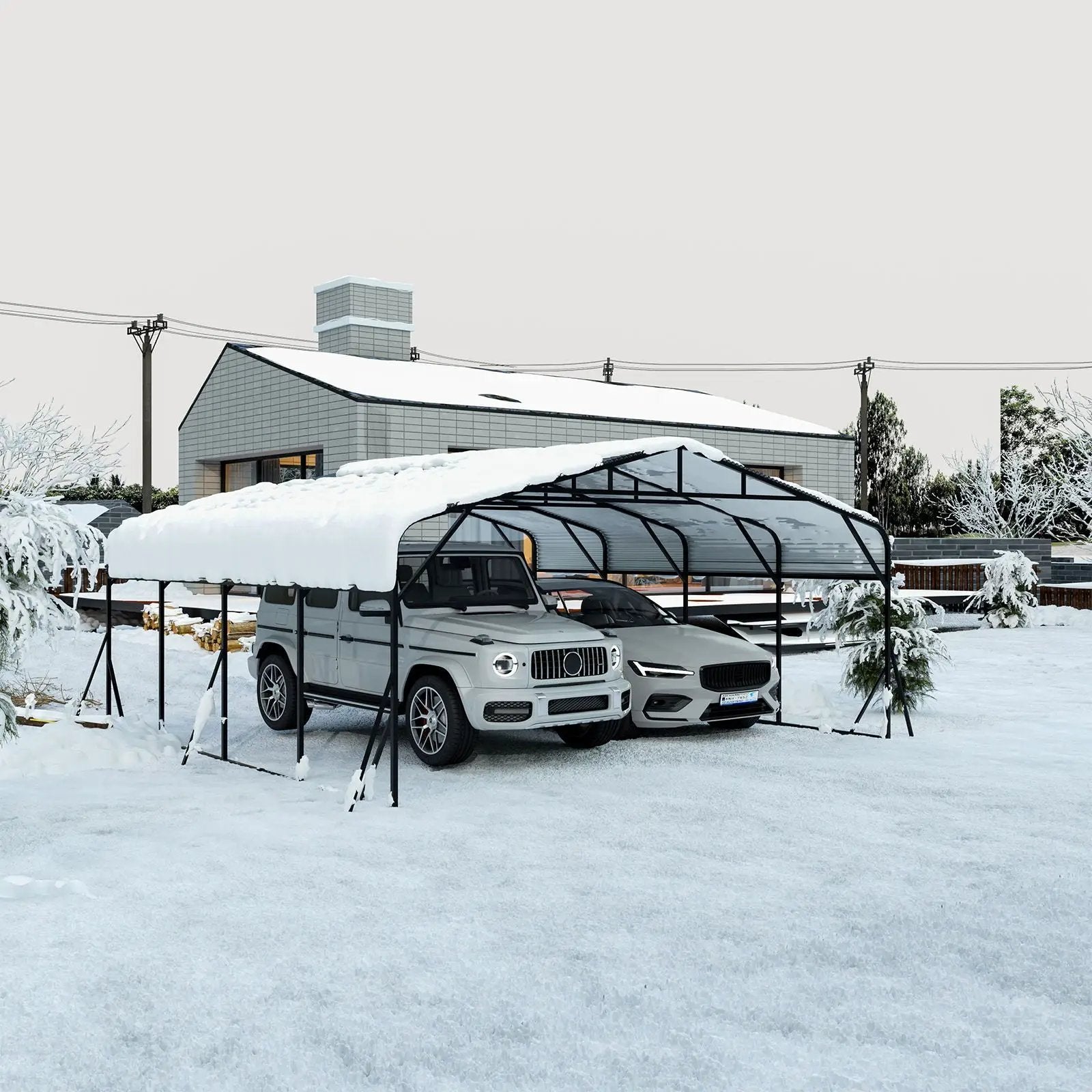 Heavy Duty Carport, All Weather Shelter - Black by HouseOfZazla