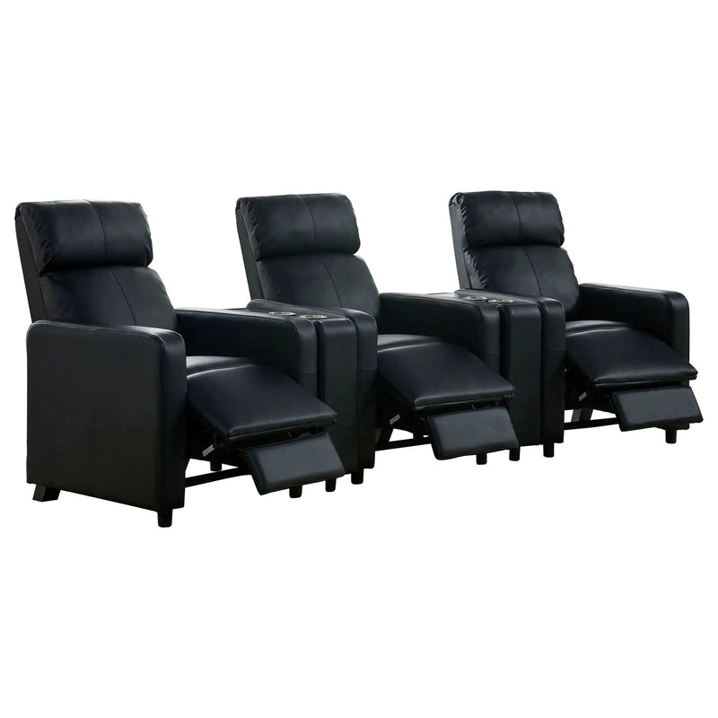 Toohey Upholstered Tufted Recliner Living Room Set Black by Unique Piece Furniture