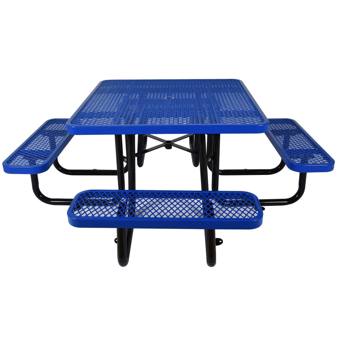 Square Outdoor Steel Picnic Table, With Umbrella Pole by HouseOfZazla