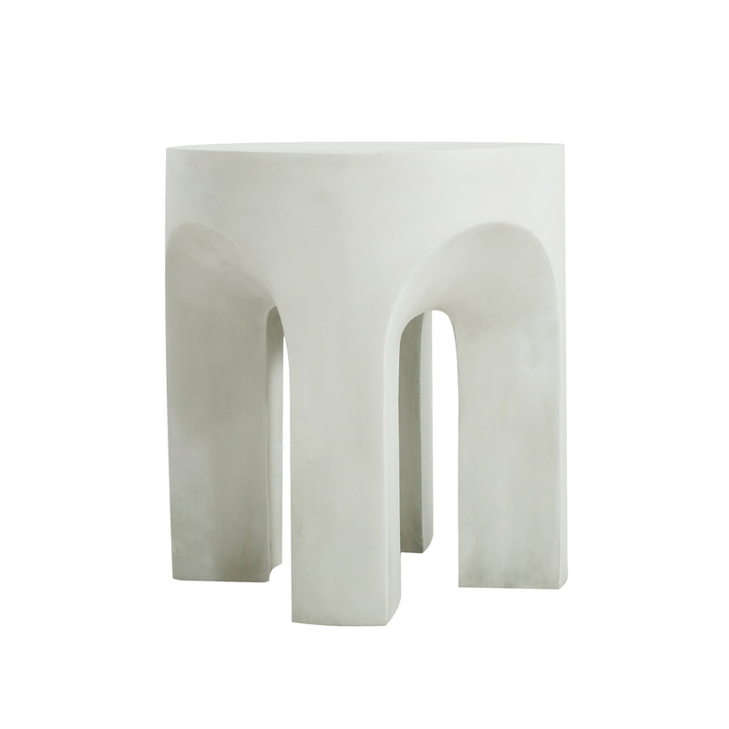 Outdoor MGO Round Top Side Table with Stable Four-Leg Design - Antique White, photo 5 of 10