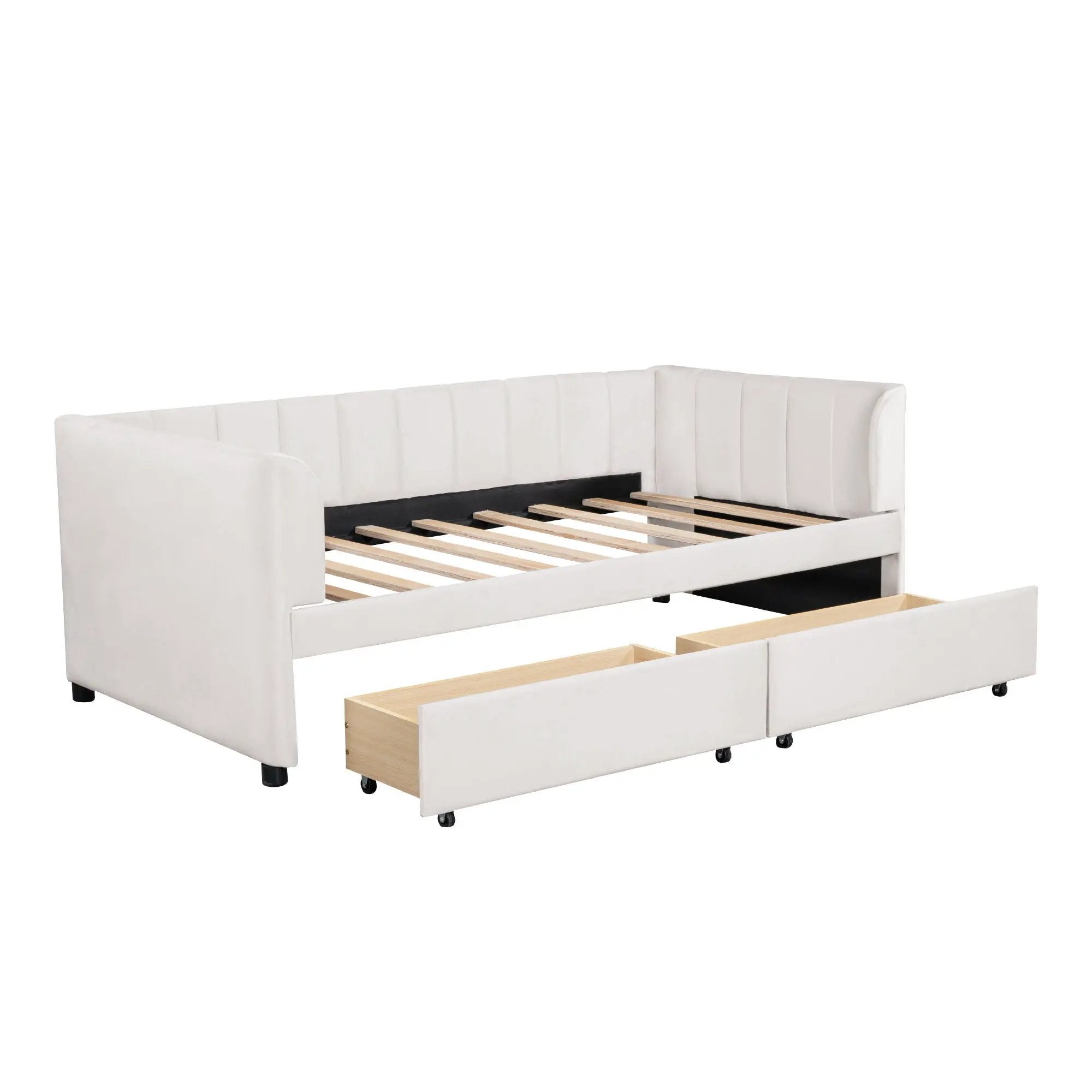 Upholstered Daybed With Ergonomic Design Backrest by HouseOfZazla
