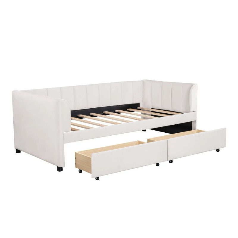 Upholstered Daybed With Ergonomic Design Backrest by HouseOfZazla