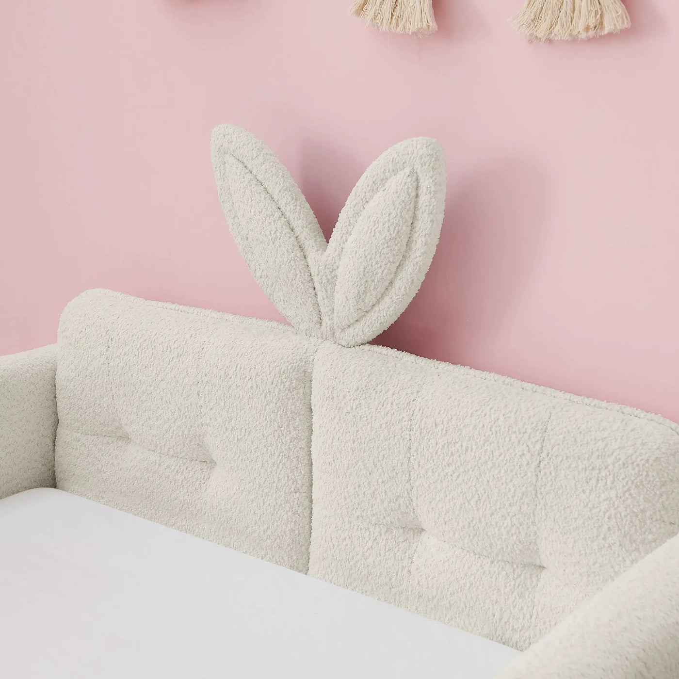 Cute Rabbit Ear Upholstered Platform Bed Frame With Safety Rail by Unique Piece Furniture