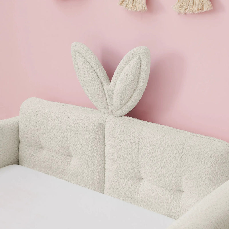 Cute Rabbit Ear Upholstered Platform Bed Frame With Safety Rail by Unique Piece Furniture