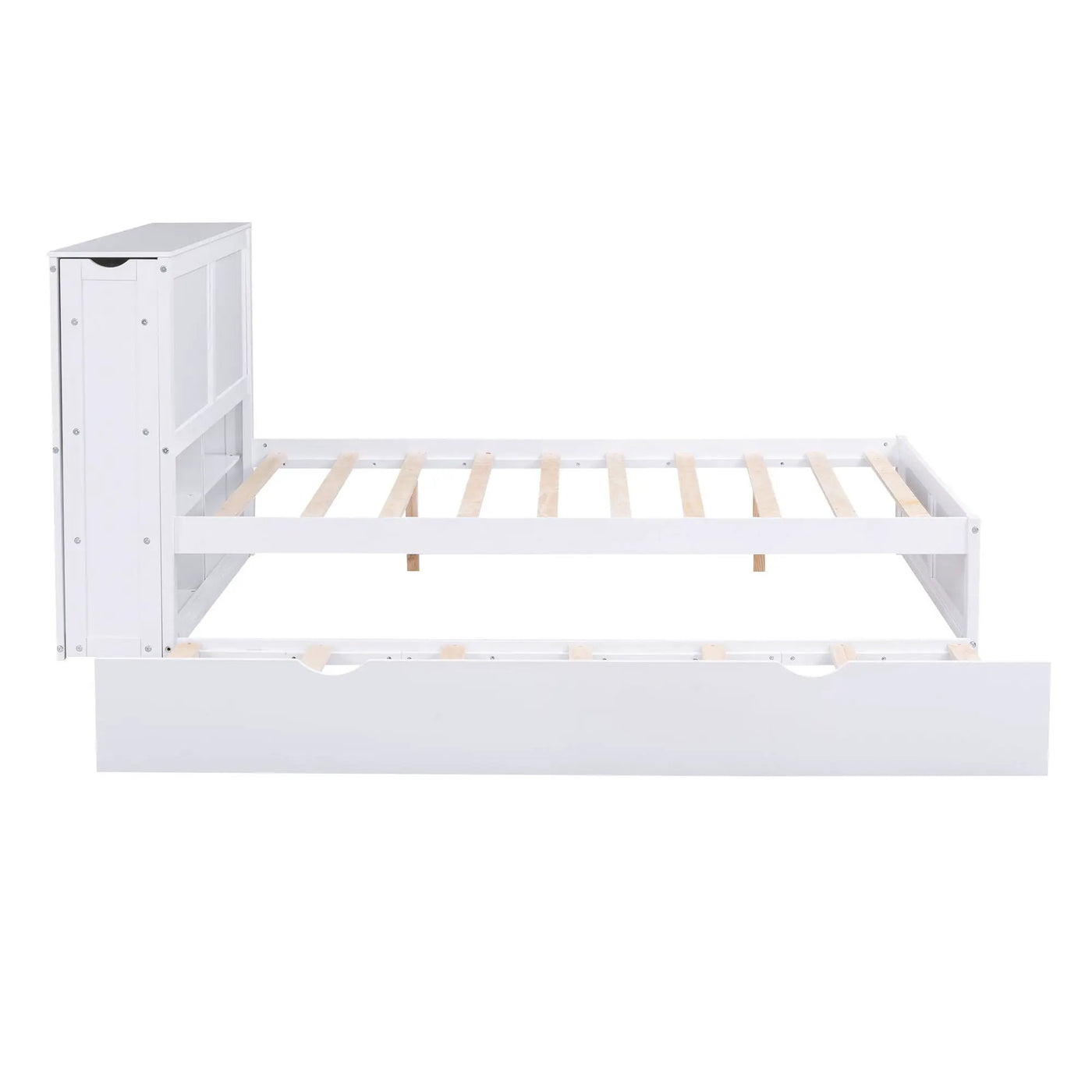 Storage Platform Bed With Pull Out Shelves And Trundle by HouseOfZazla