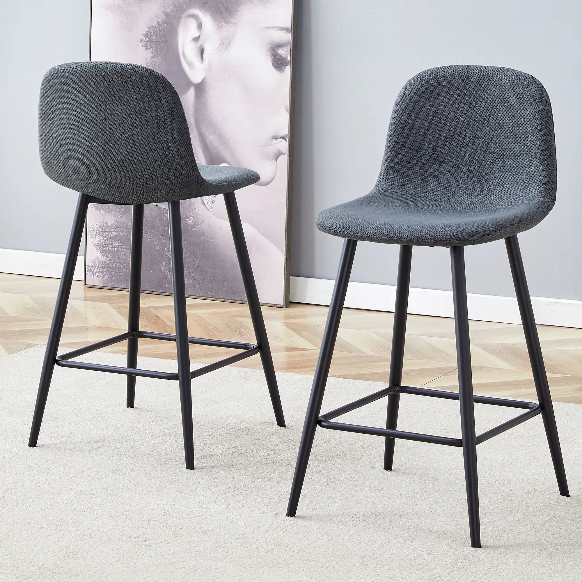 Modern Bar Chair Rounded Backrest (Set of 2) by Unique Piece Furniture