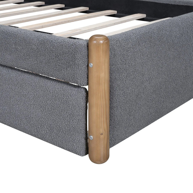 Upholstered Platform Bed With Wood Supporting Feet And Trundle by HouseOfZazla