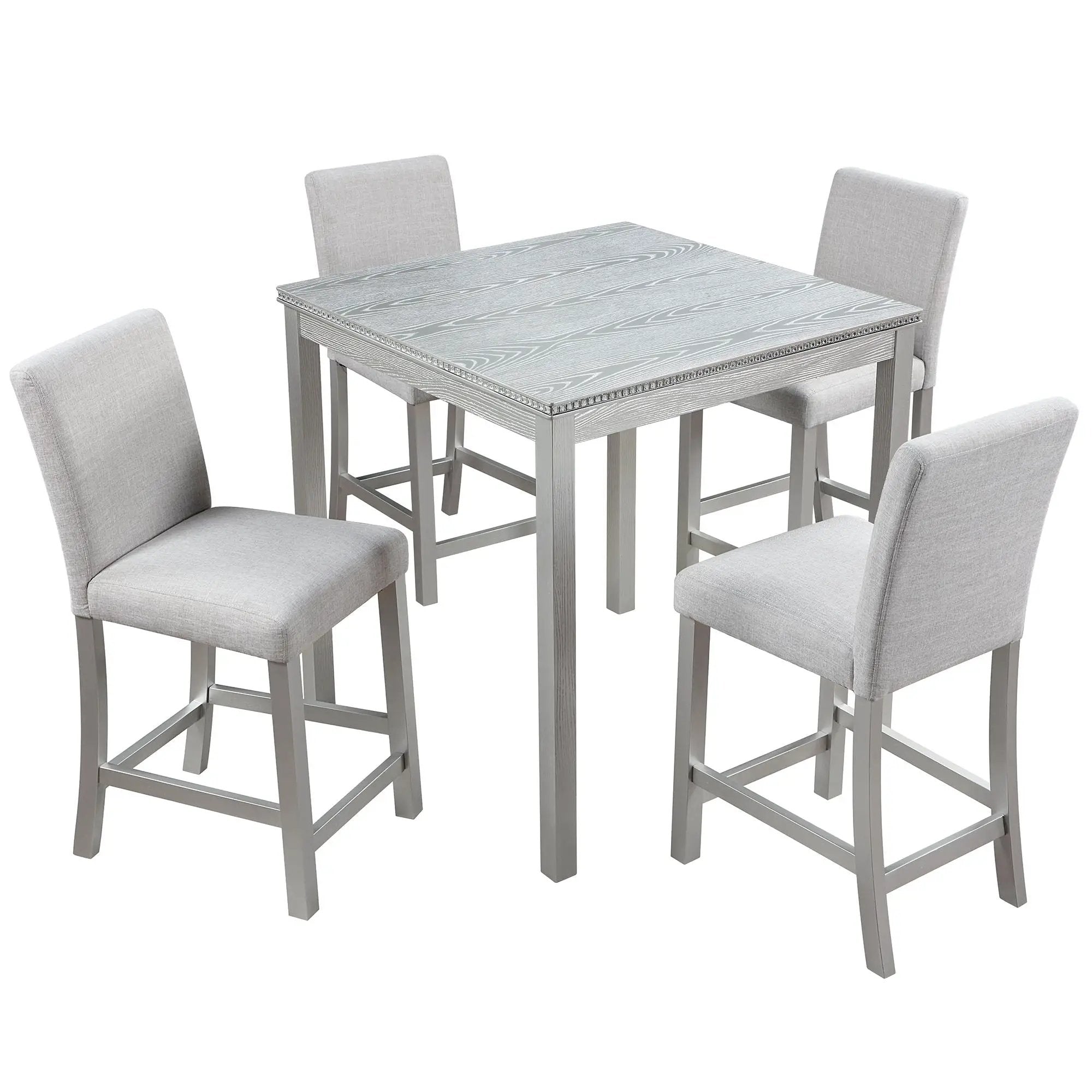5 Piece Counter Height Table Set, Square Table And 4 Upholstered Chairs by Unique Piece Furniture