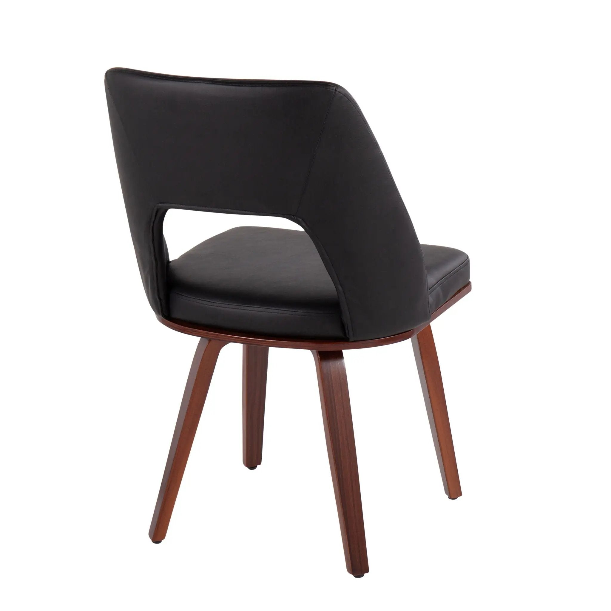 Triad - Mid-Century Modern Upholstered Chair (Set of 2) - Walnut / Black by HouseOfZazla