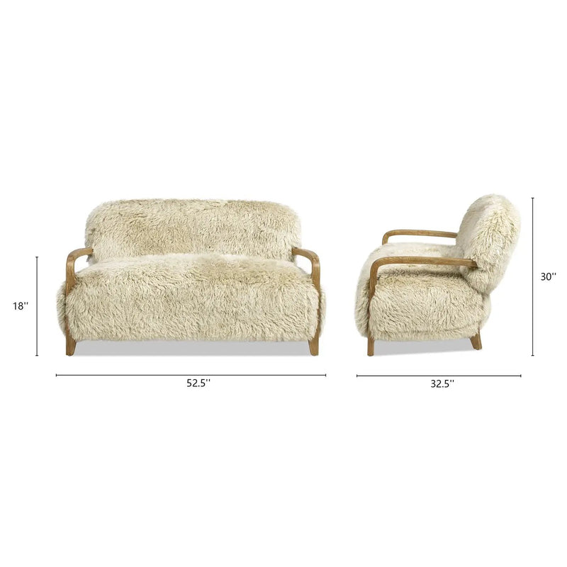 Enchante - Sheepskin Accent Loveseat - Taupe / Natural by HouseOfZazla