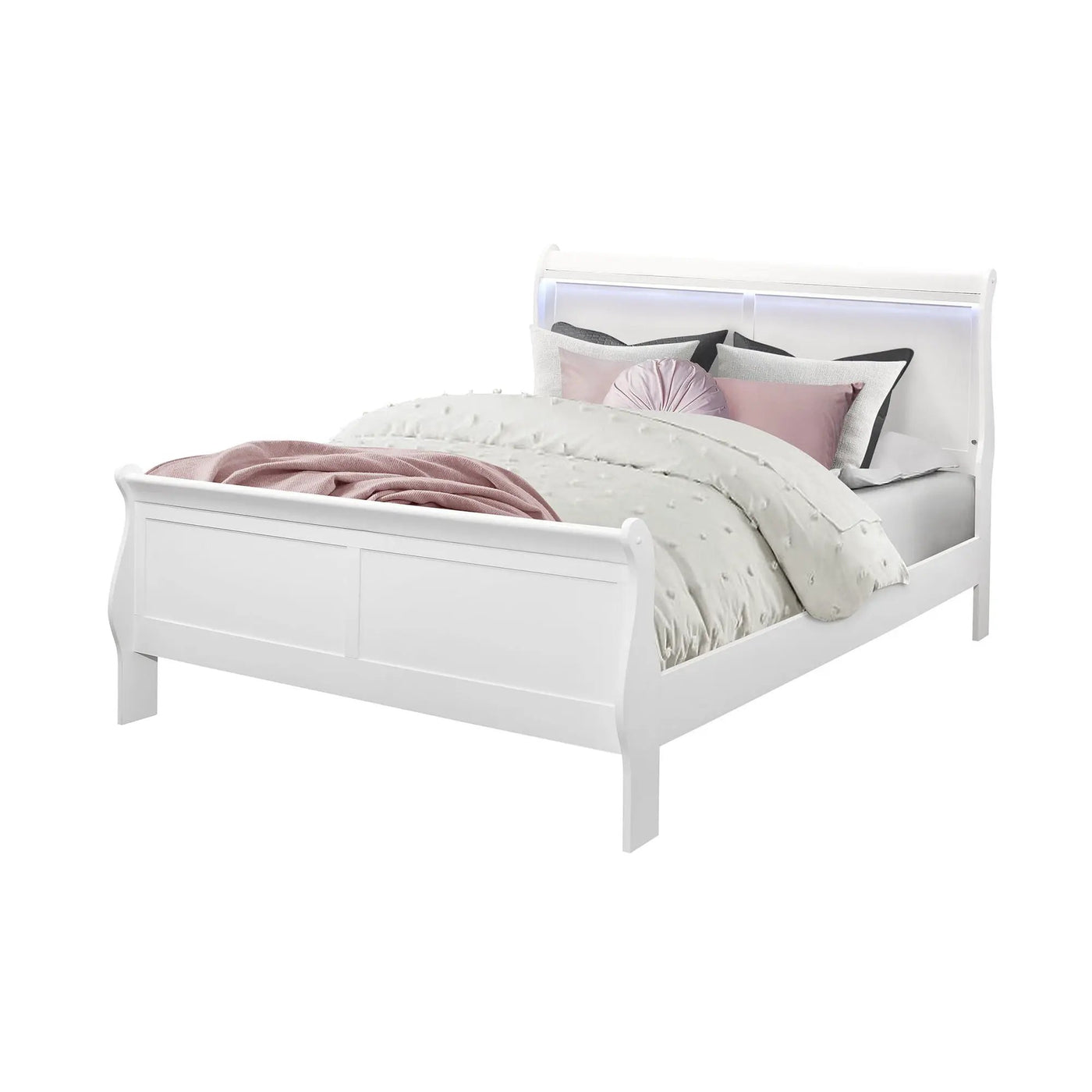 Charlston - Modern Sleigh Design Bed With LED by HouseOfZazla