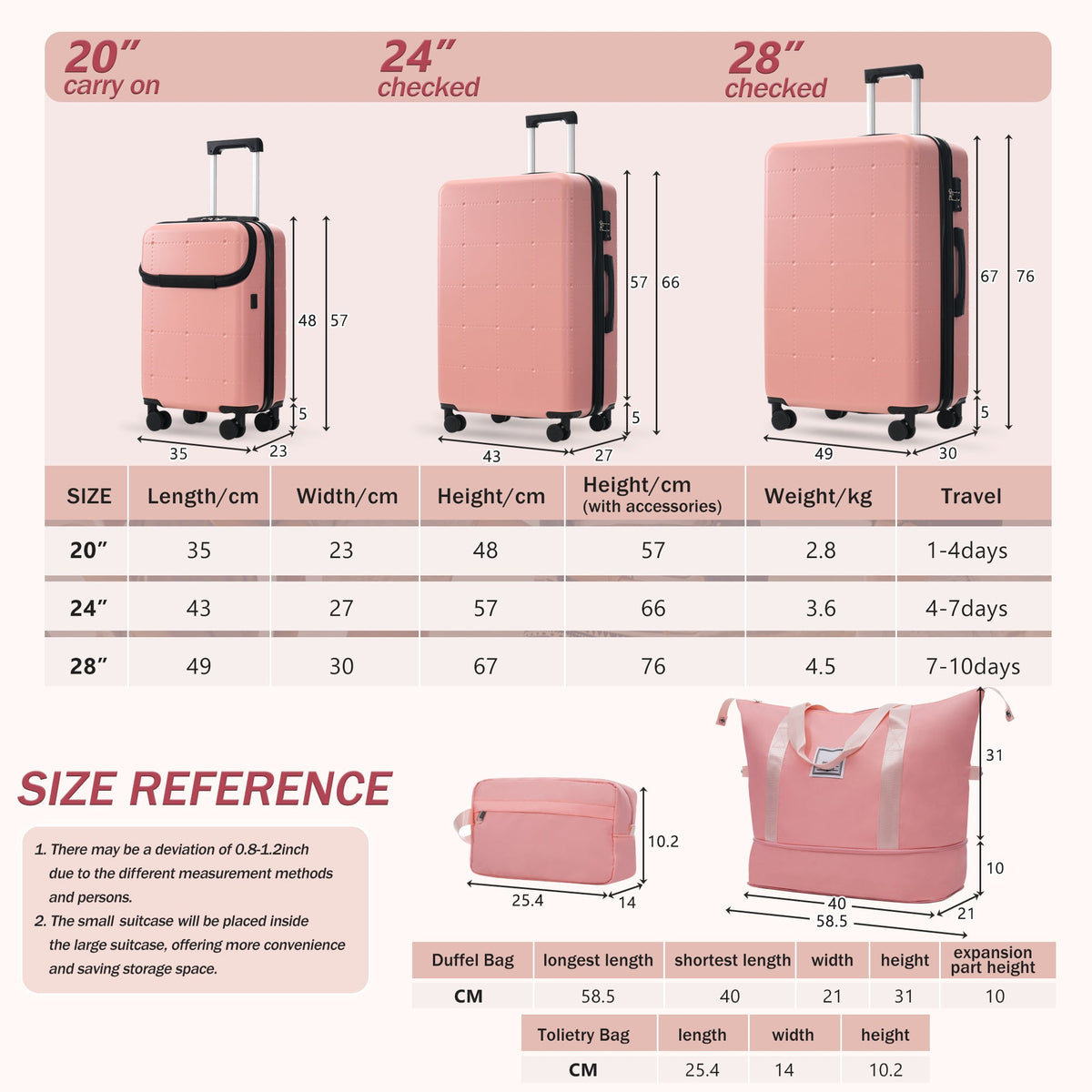 Hardside Luggage Set 5 Piece with Bags,20IN Half-opening Carry on Luggage with USB Port, Expandable 24IN 28IN Luggage with Double Spinner Wheels TSA Lock, photo 3 of 10