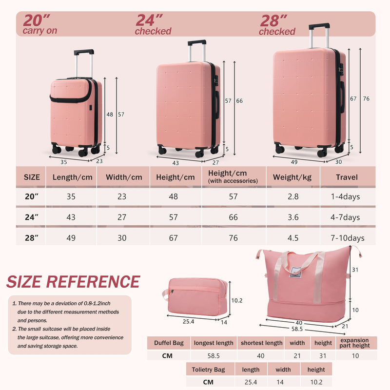 Hardside Luggage Set 5 Piece with Bags,20IN Half-opening Carry on Luggage with USB Port, Expandable 24IN 28IN Luggage with Double Spinner Wheels TSA Lock, photo 3 of 10