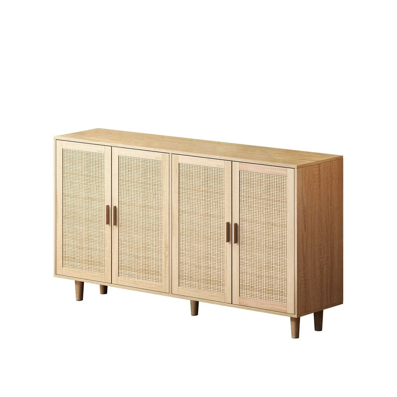 Elegant And Functional 4 Door Rattan Decorative Storage Cabinet by HouseOfZazla