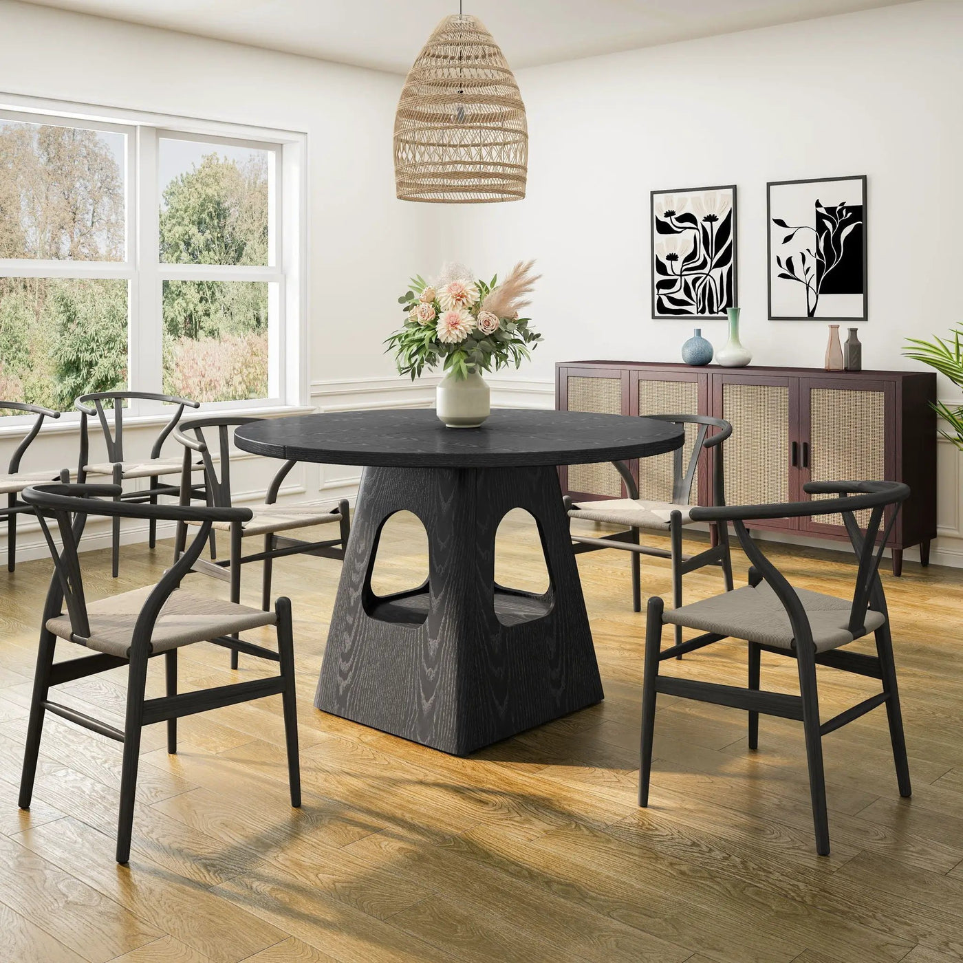 Farmhouse Round Dining Table With Storage Base by HouseOfZazla