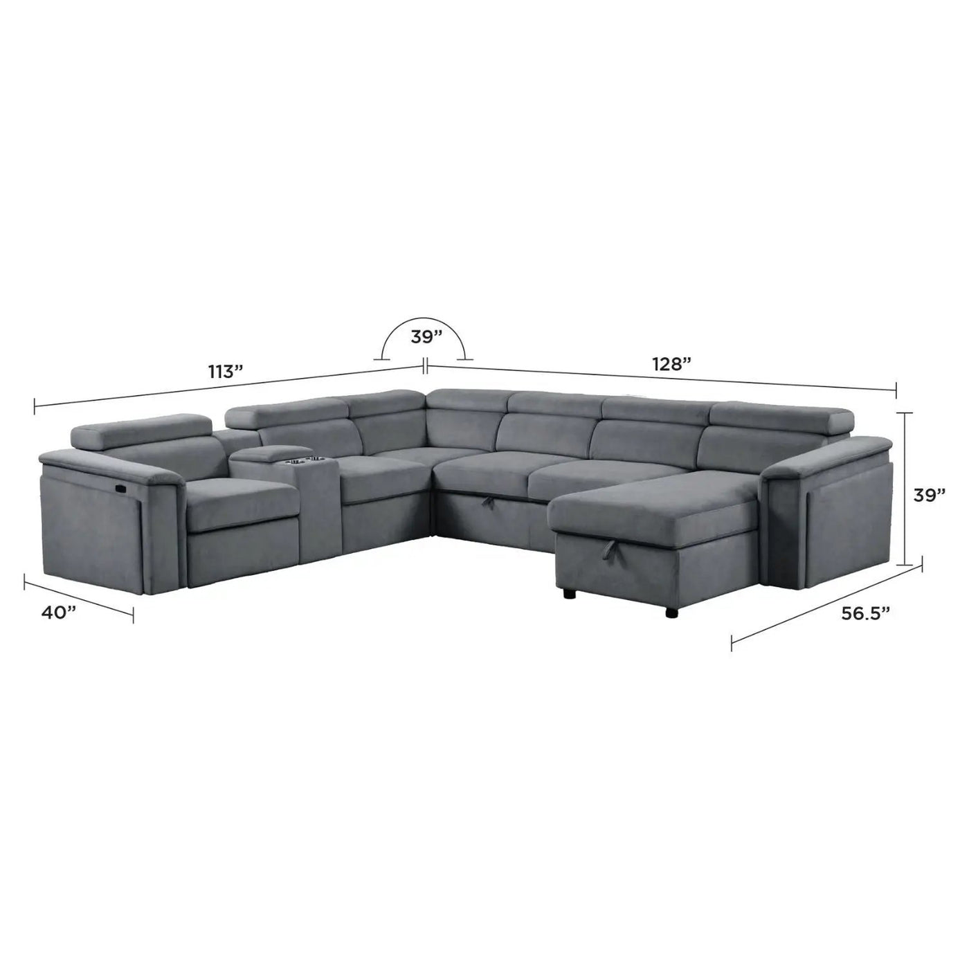 Harvey - Power Recliner Sleeper Sectional by HouseOfZazla