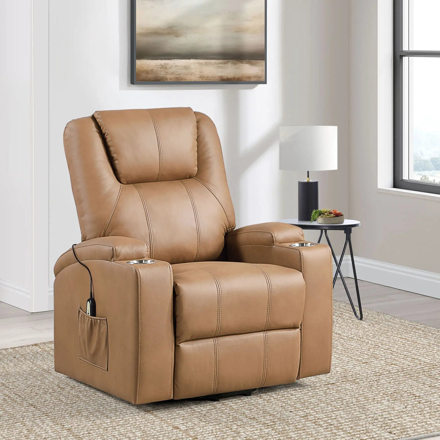 Macklin - Power Lift Massage Recliner With Heat And Dual Cupholders by Unique Piece Furniture