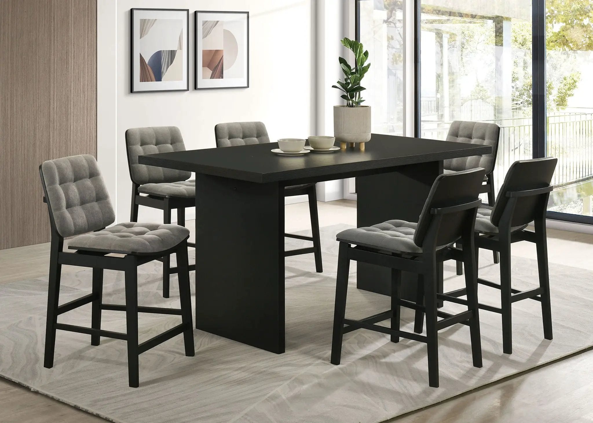 Decker 70-inch Rectangular Wood Counter Height Dining Table Black by Unique Piece Furniture